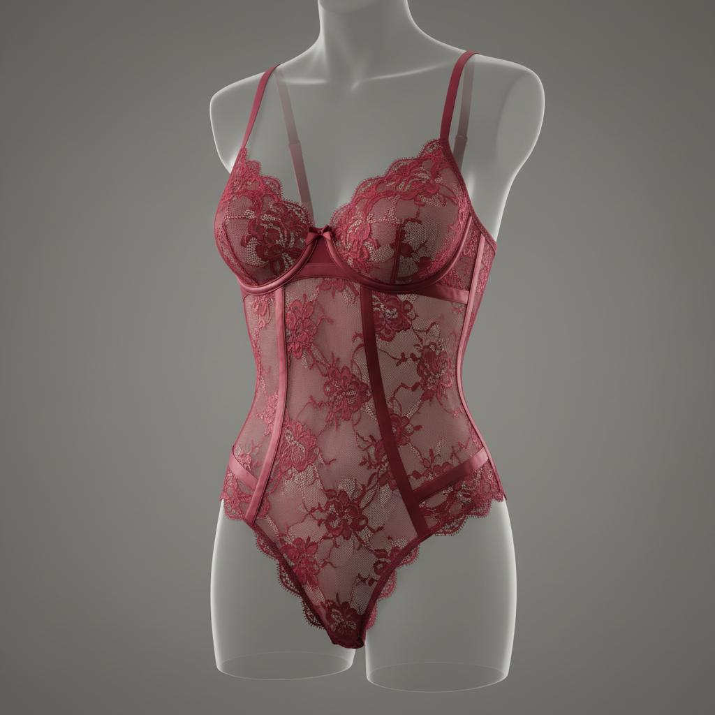 Burgundy Lace Bodysuit